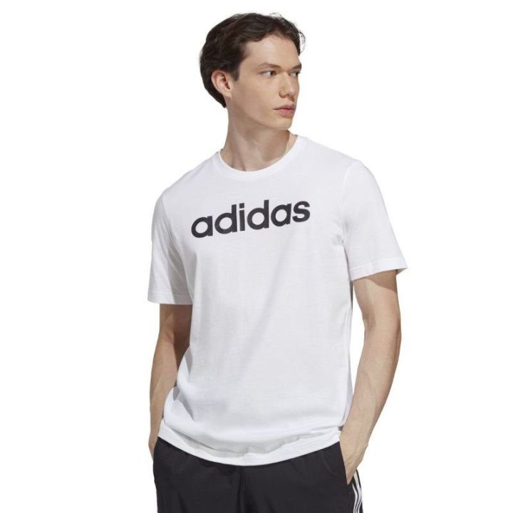 Vyriški marškinėliai adidas Essentials su siuvinėtu logotipu, balti