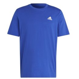 Vyriški medvilniniai marškinėliai su siuvinėtu logotipu adidas, mėlyni