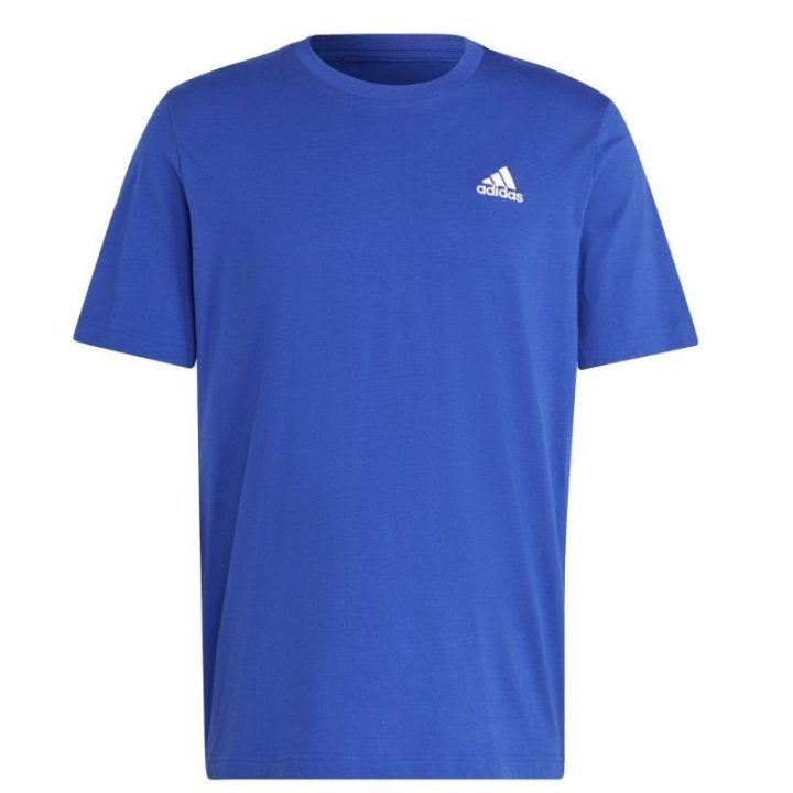 Vyriški medvilniniai marškinėliai su siuvinėtu logotipu adidas, mėlyni