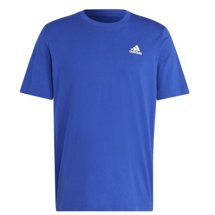 Vyriški medvilniniai marškinėliai su siuvinėtu logotipu adidas, mėlyni