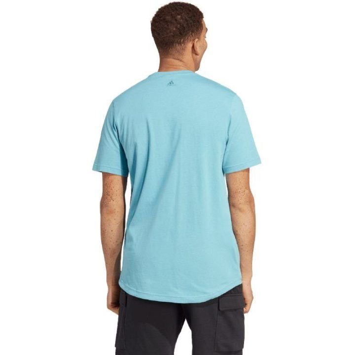 Vyriški marškinėliai su dideliu užrašu adidas All SZN, mėlyni