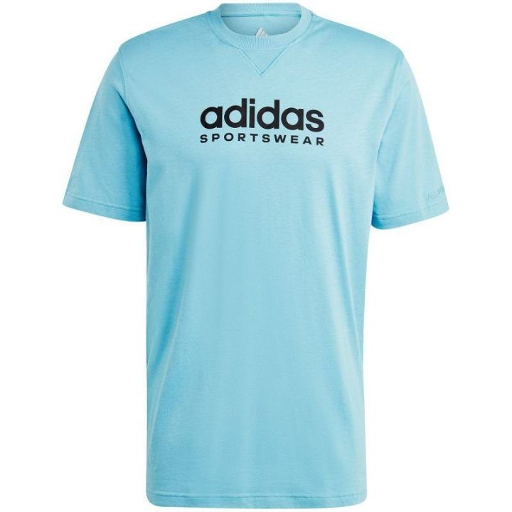 Vyriški marškinėliai su dideliu užrašu adidas All SZN, mėlyni