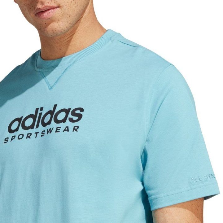 Vyriški marškinėliai su dideliu užrašu adidas All SZN, mėlyni