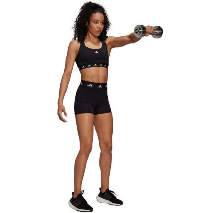 Moteriški šortai aukštu juosmeniu adidas Techfit, juodi