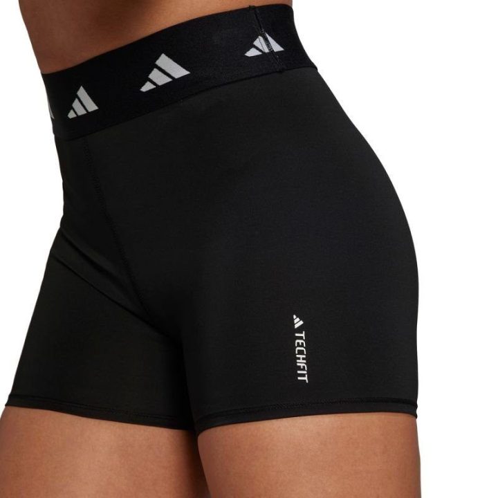 Moteriški šortai aukštu juosmeniu adidas Techfit, juodi