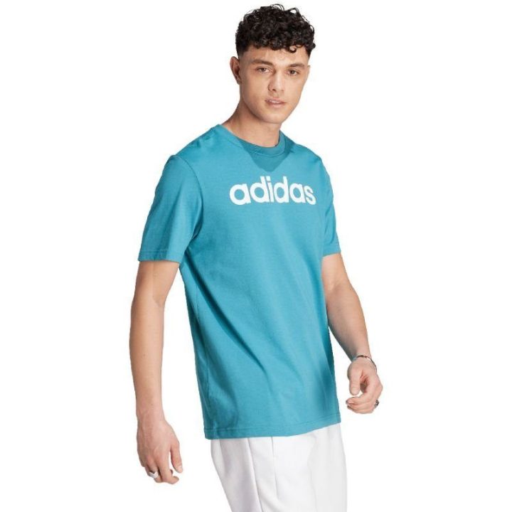 Vyriški medvilniniai marškinėliai adidas Linear Logo, mėlyni