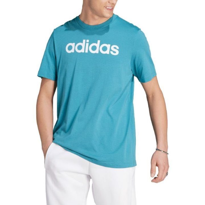 Vyriški medvilniniai marškinėliai adidas Linear Logo, mėlyni