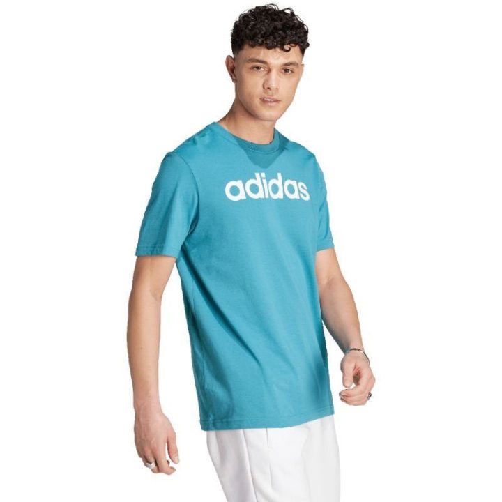 Vyriški medvilniniai marškinėliai adidas Linear Logo, mėlyni