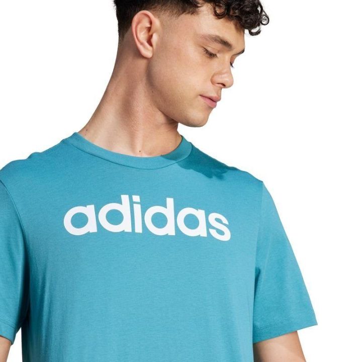 Vyriški medvilniniai marškinėliai adidas Linear Logo, mėlyni