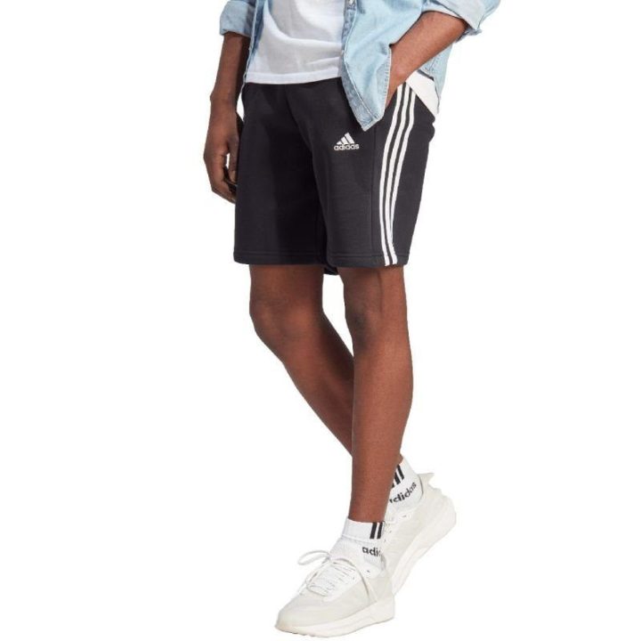 Vyriški medvilniniai šortai adidas Essentials Fleece 3-Stripes, juodi
