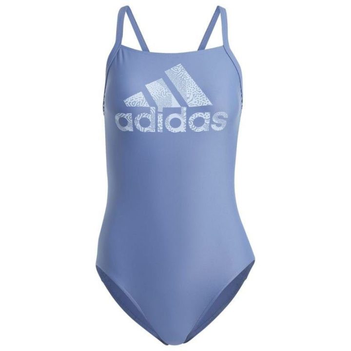 Maudymosi kostiumėlis su gilia iškirpte adidas Big Logo, mėlynas