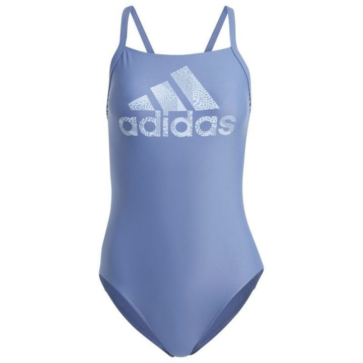 Maudymosi kostiumėlis su gilia iškirpte adidas Big Logo, mėlynas