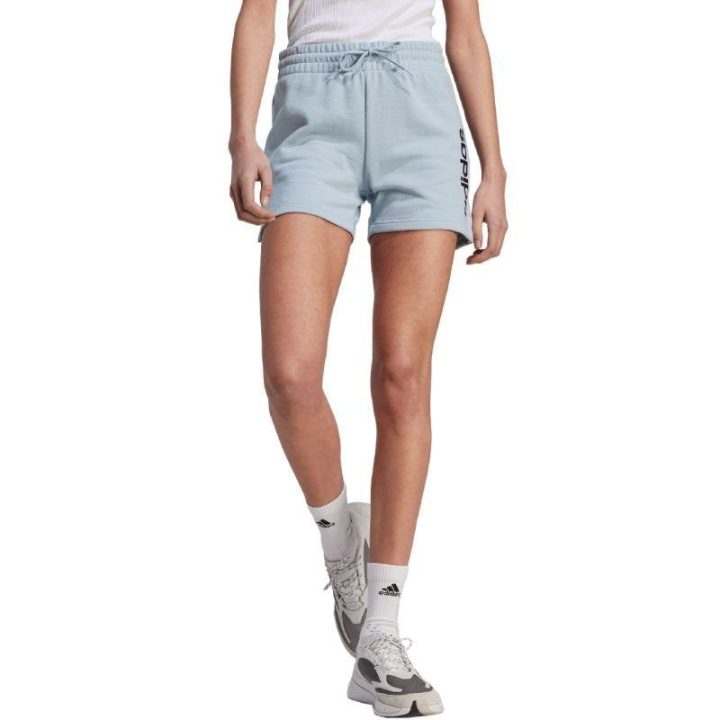 Moteriški medvilniniai šortai adidas Essentials Linear, mėlyni