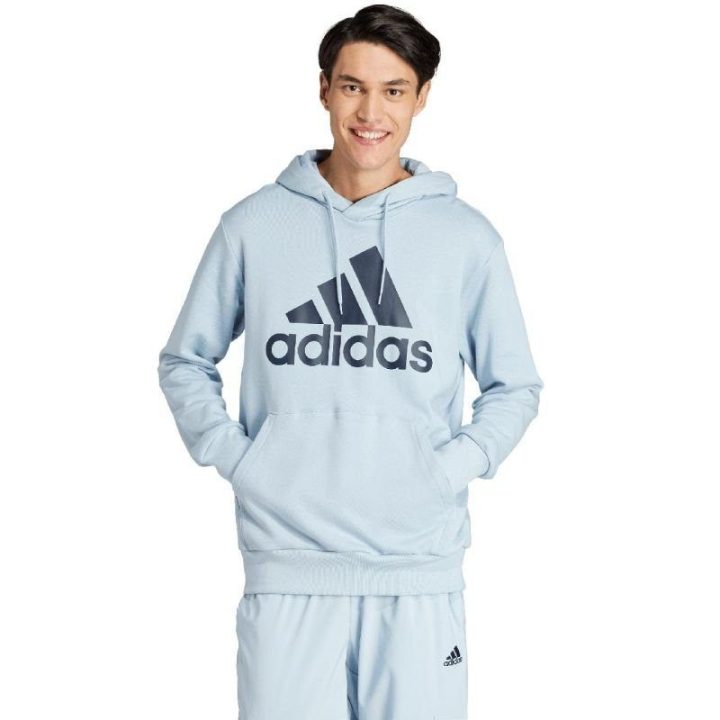 Vyriškas medvilninis džemperis su gobtuvu adidas Essentials, žydras