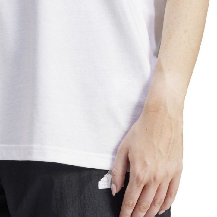 Moteriški medvilniniai marškinėliai su gėlių grafika adidas, balti