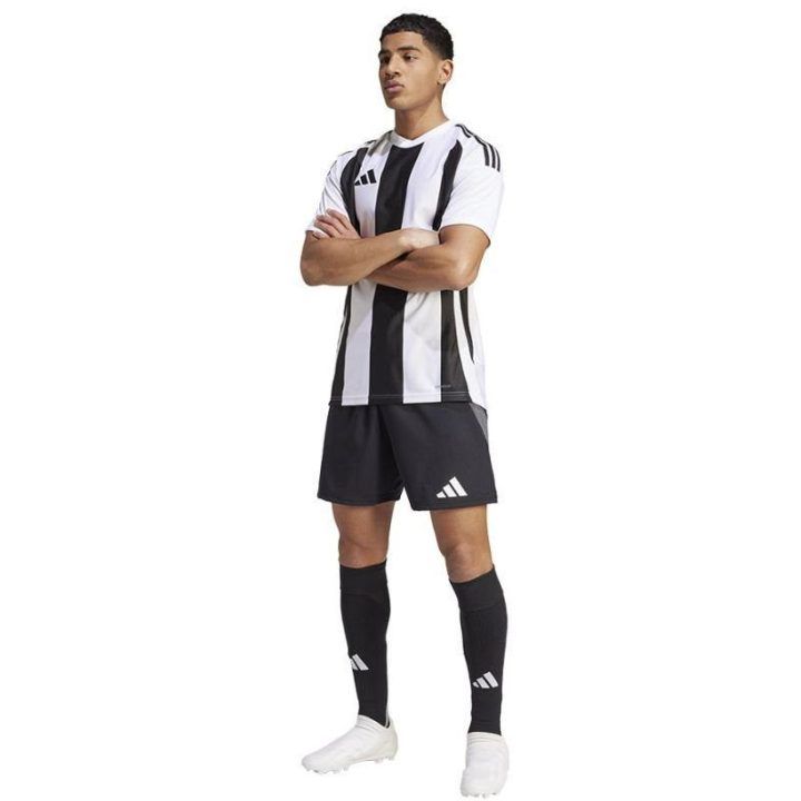 Vyriški rungtynių marškinėliai adidas Striped 24 JSY, juodi ir balti