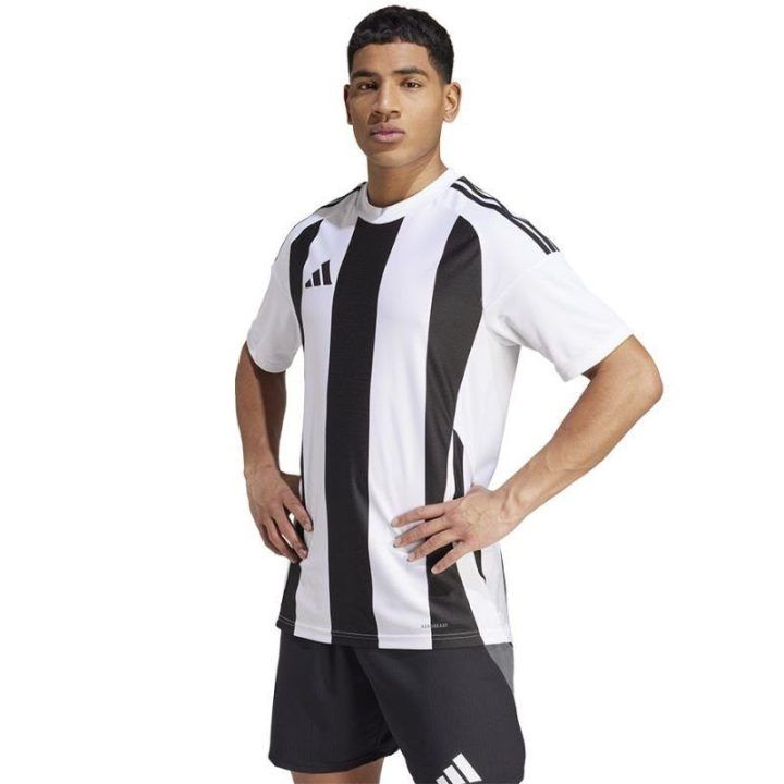 Vyriški rungtynių marškinėliai adidas Striped 24 JSY, juodi ir balti