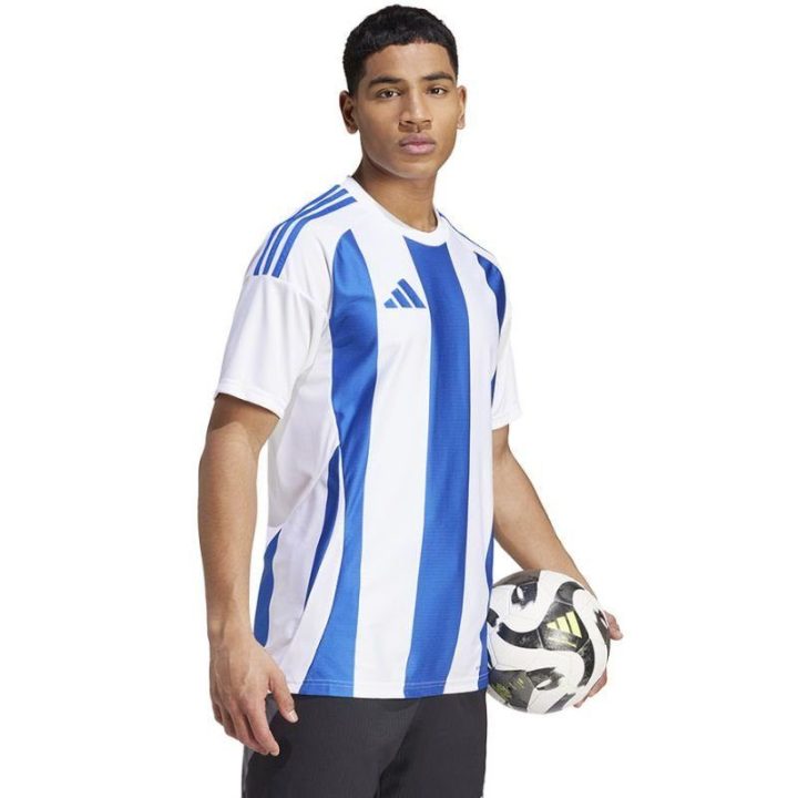 Vyriški rungtynių marškinėliai adidas Striped 24, balti ir mėlyni