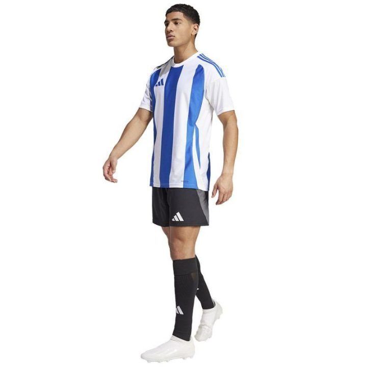 Vyriški rungtynių marškinėliai adidas Striped 24, balti ir mėlyni