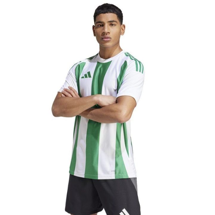 Vyriški rungtynių marškinėliai adidas Striped 24, balti ir žali