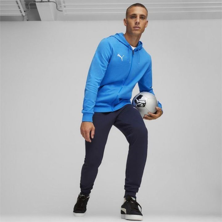 Vyriškas medvilninis džemperis su gobtuvu Puma Team Goal, mėlynas