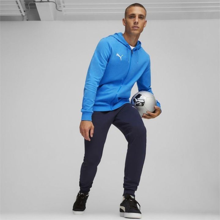 Vyriškas medvilninis džemperis su gobtuvu Puma Team Goal, mėlynas