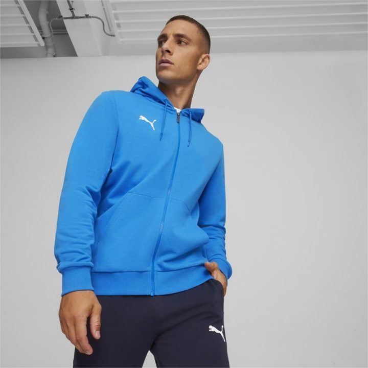 Vyriškas medvilninis džemperis su gobtuvu Puma Team Goal, mėlynas