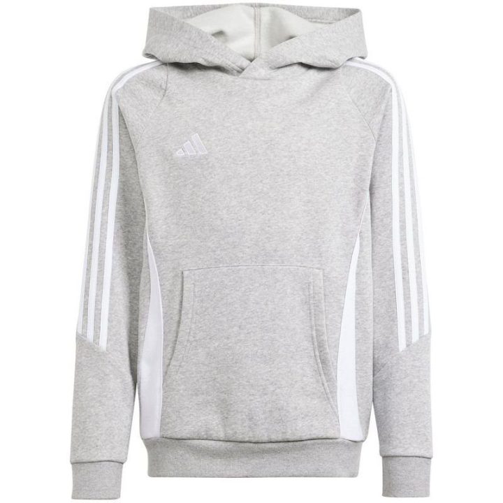 Vaikiškas medvilninis džemperis su gobtuvu adidas Tiro 24, pilkas
