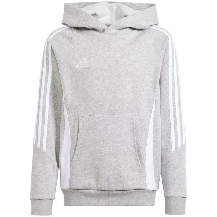 Vaikiškas medvilninis džemperis su gobtuvu adidas Tiro 24, pilkas