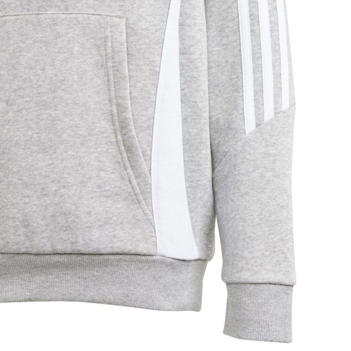 Vaikiškas medvilninis džemperis su gobtuvu adidas Tiro 24, pilkas