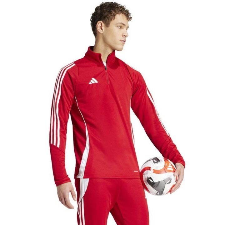 Vyriškas džemperis su trumpu užtrauktuku adidas Tiro 24, raudonas
