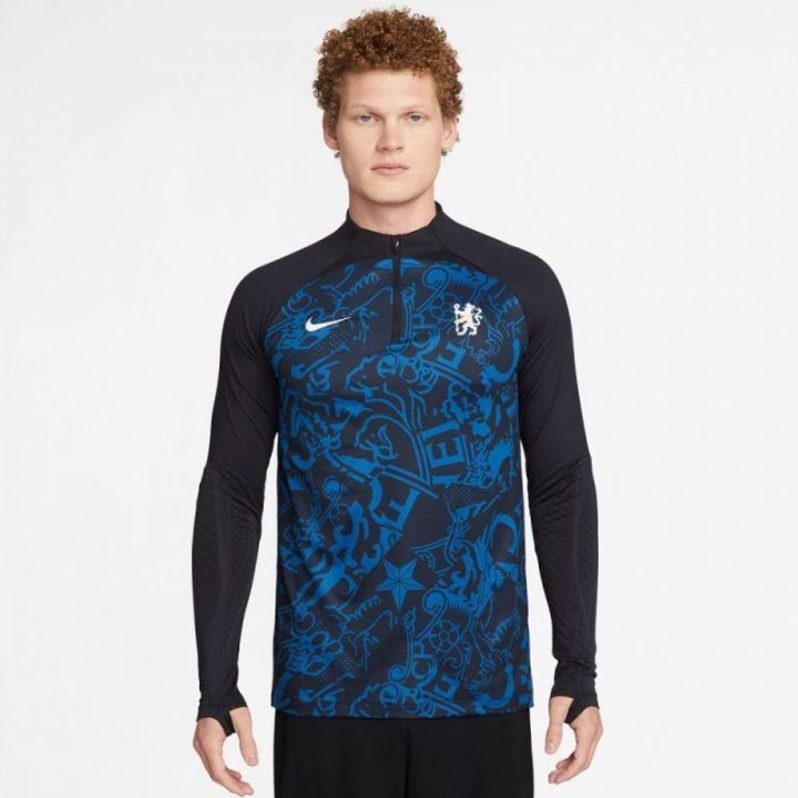 Vyriškas džemperis su užtrauktuku Nike Chelsea FC Strike Drill, mėlynas