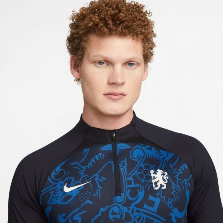 Vyriškas džemperis su užtrauktuku Nike Chelsea FC Strike Drill, mėlynas