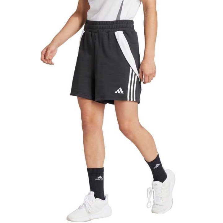 Moteriški medvilniniai šortai adidas Tiro 24, juodi ir balti