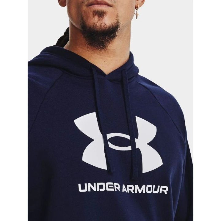 Vyriškas džemperis su gobtuvu Under Armour Rival Fleece Logo HD, tamsiai mėlynas