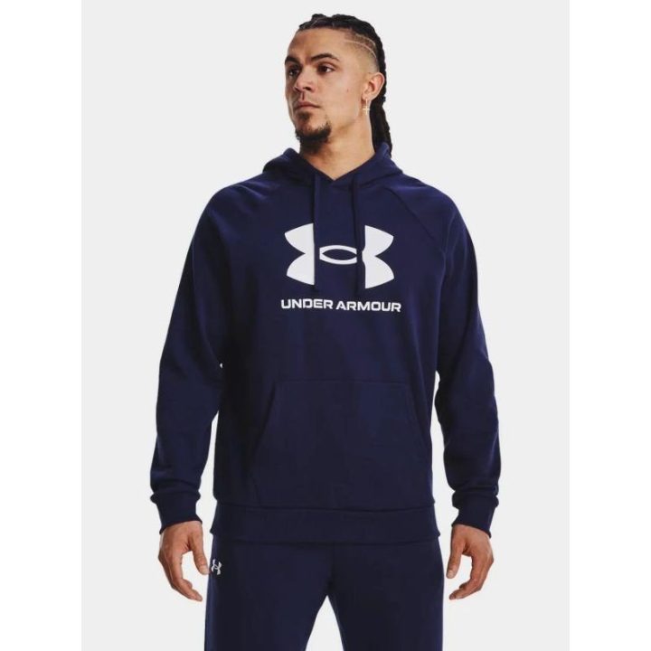 Vyriškas džemperis su gobtuvu Under Armour Rival Fleece Logo HD, tamsiai mėlynas