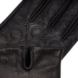 Moteriškos odinės pirštinės Calvin Klein Re-lock, juodos