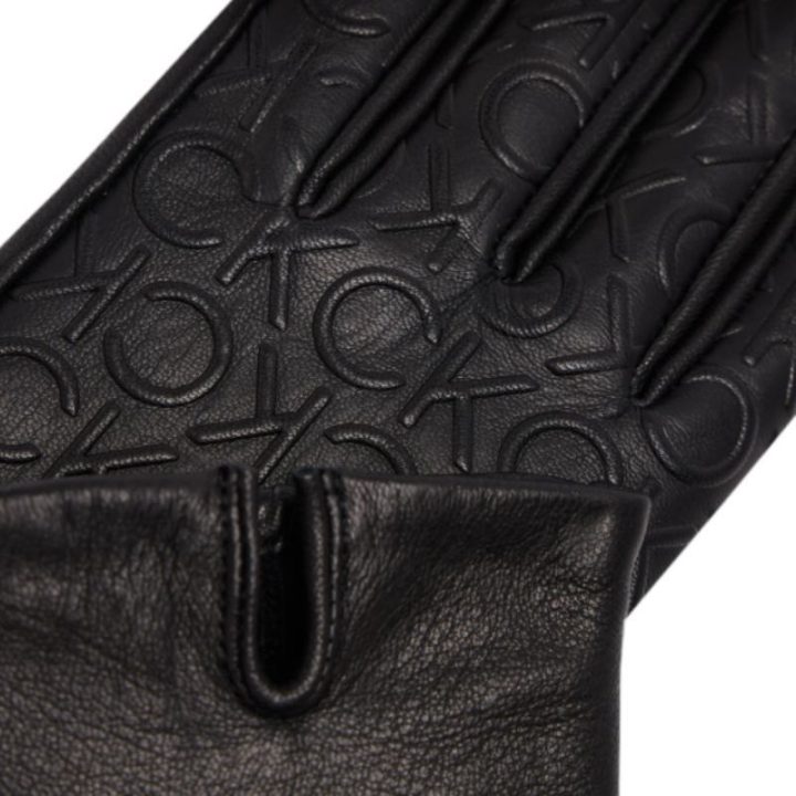 Moteriškos odinės pirštinės Calvin Klein Re-lock, juodos