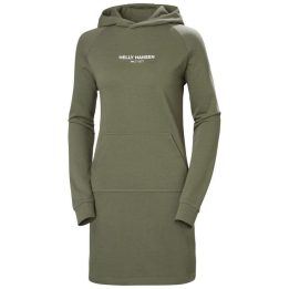 Medvilninė suknelė su gobtuvu Helly Hansen Core, žalia
