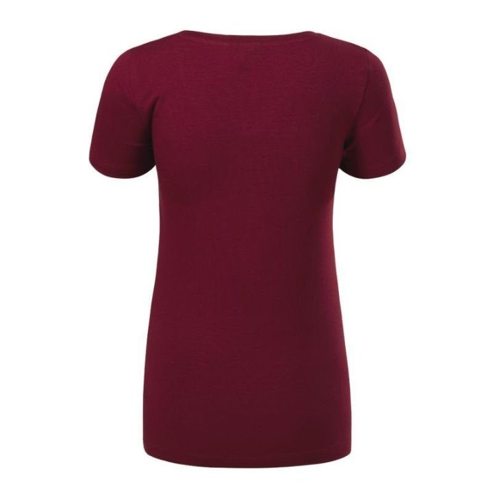 Moteriški medvilniniai marškinėliai Malfini Action V-neck, bordo