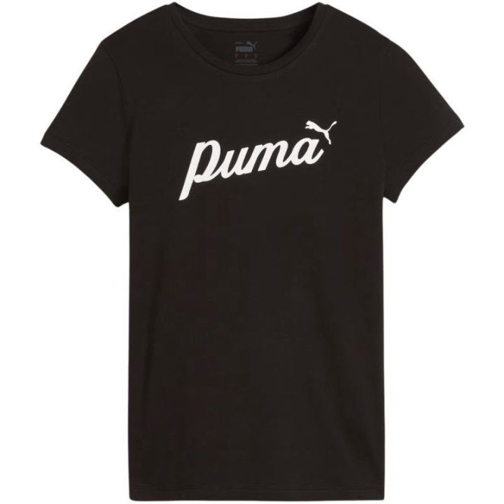 Moteriški medvilniniai marškinėliai Puma ESS+Script, žali