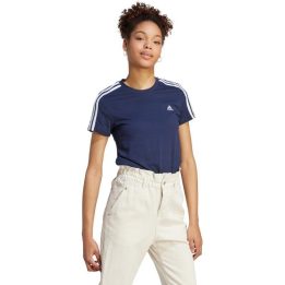 Moteriški marškinėliai adidas Essentials 3-Stripes, tamsiai mėlyni