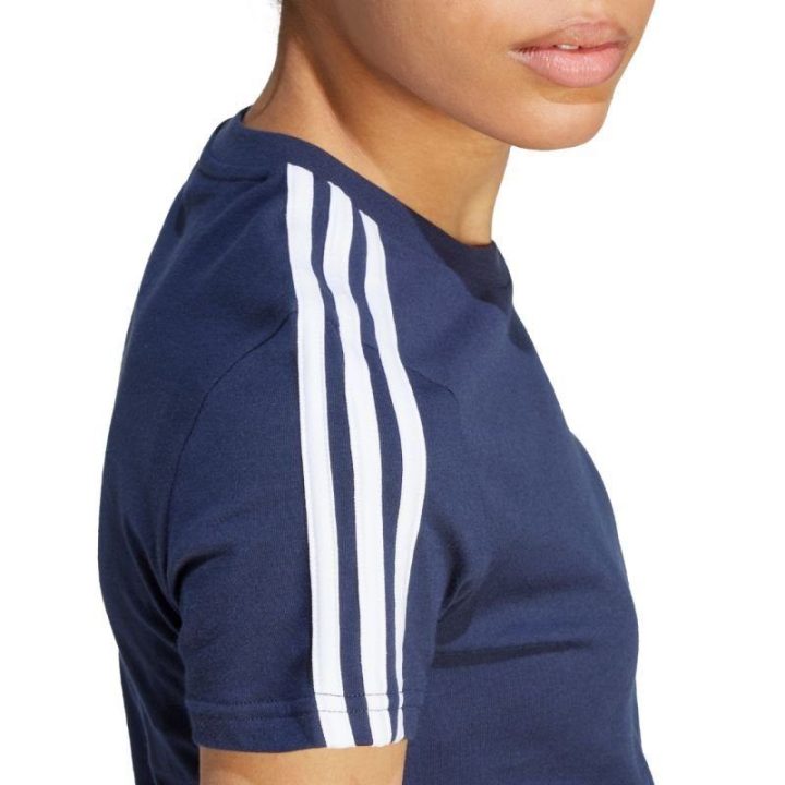 Moteriški marškinėliai adidas Essentials 3-Stripes, tamsiai mėlyni