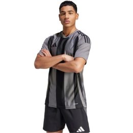 Vyriški futbolo marškinėliai adidas Striped 24 Jersey, juodi ir pilki