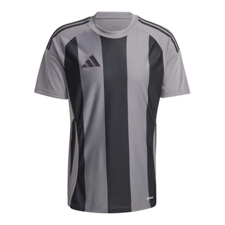 Vyriški futbolo marškinėliai adidas Striped 24 Jersey, juodi ir pilki