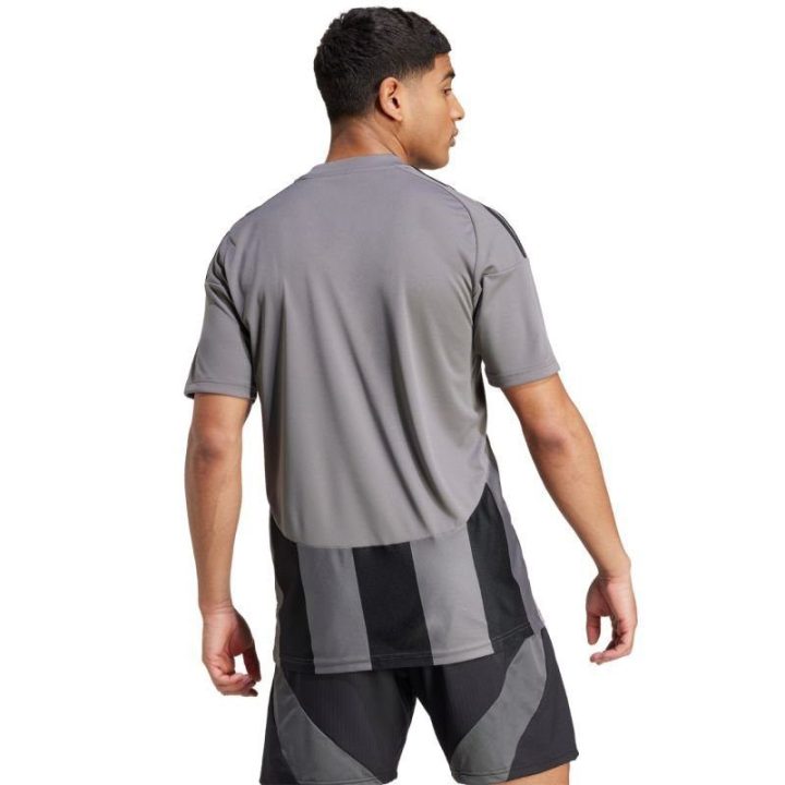 Vyriški futbolo marškinėliai adidas Striped 24 Jersey, juodi ir pilki