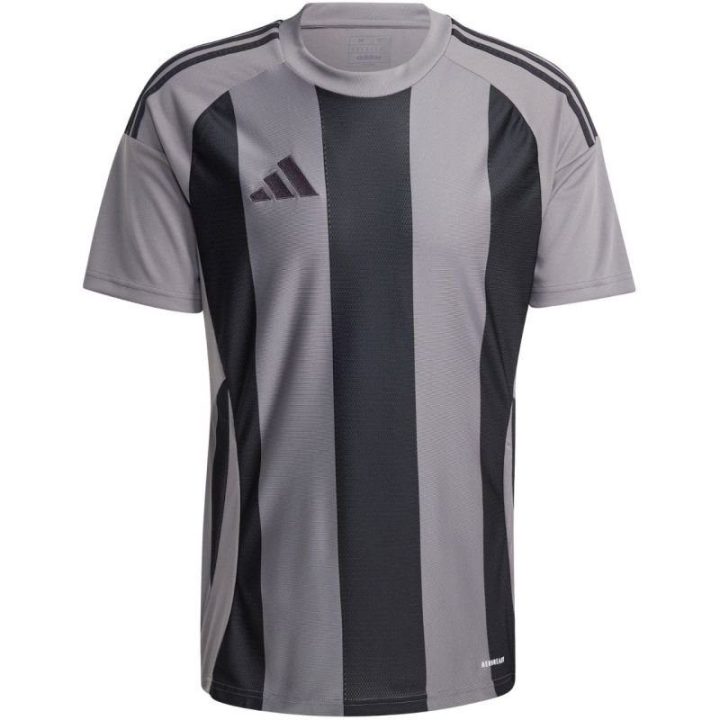 Vyriški futbolo marškinėliai adidas Striped 24 Jersey, juodi ir pilki