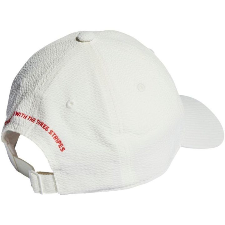 Medvilninė kepurė su snapeliu adidas Seersucker Dad, balta