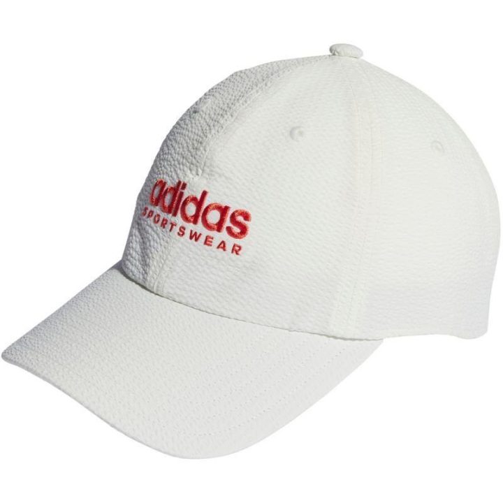 Medvilninė kepurė su snapeliu adidas Seersucker Dad, balta