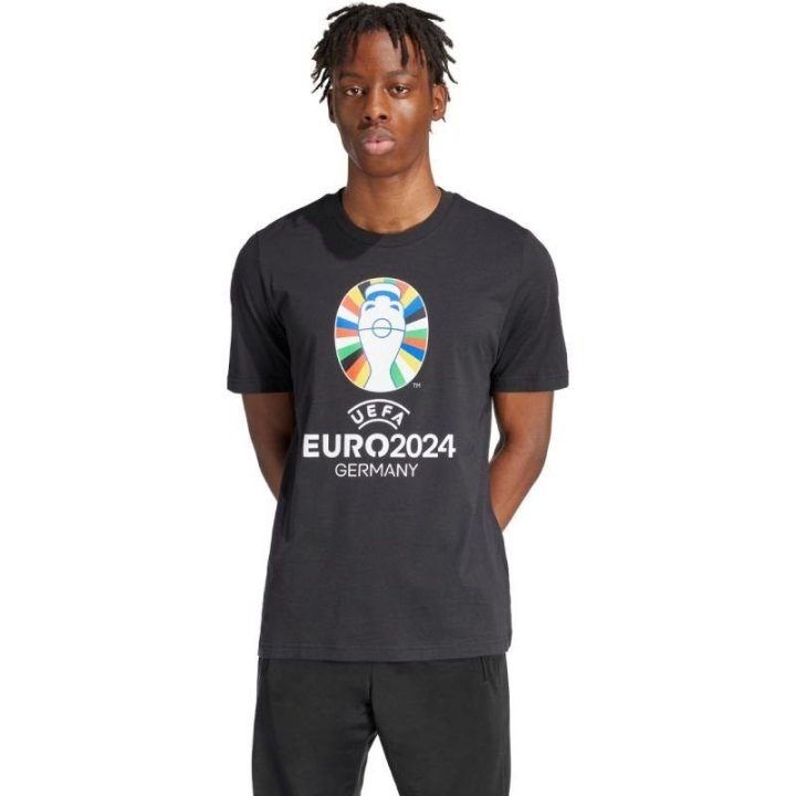Vyriški medvilniniai marškinėliai adidas Euro24, juodi
